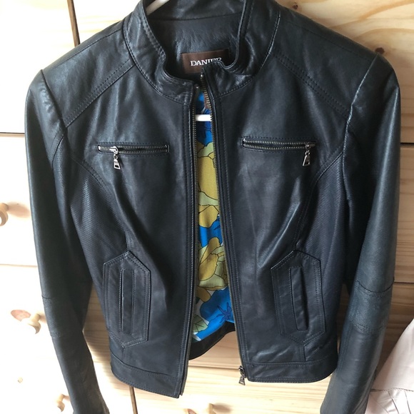 NWOT blue leather motorcycle jacket - Picture 1 of 6